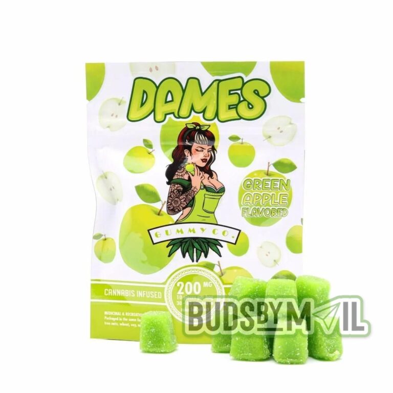 Dames Sour Green Apple Gummies - (200mg Thc) - Budsbymail.cc